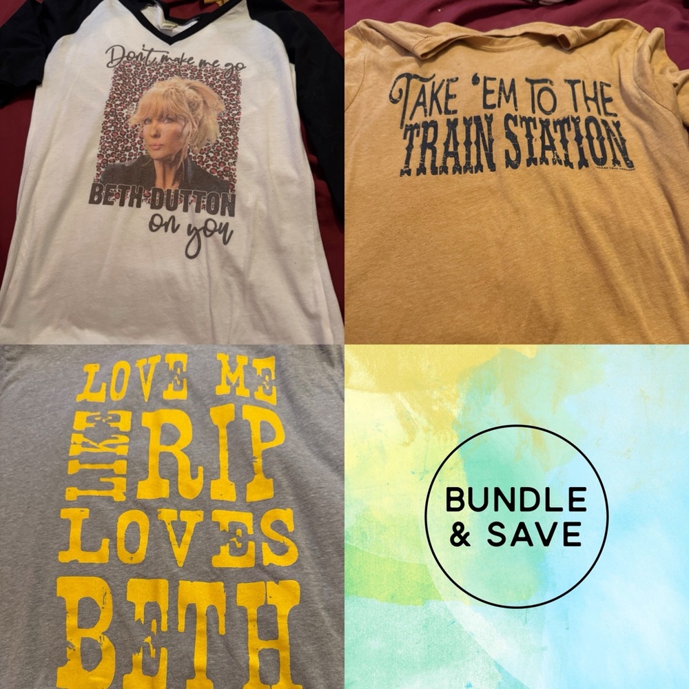 Yellowstone Graphic Tee Bundle | Beth Dutton, Rip, Train Station | 3 T-Shirts